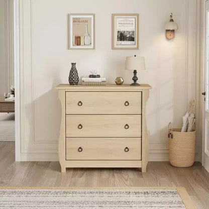 Commode Vintage Blanche de Style Français, 3 Tiroirs Verticaux, S'Adapte à Plusieurs Scènes Comme les Chambres, les Couloirs et les Entrées