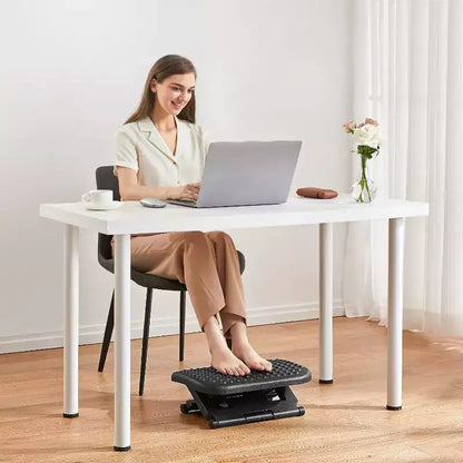 Repose-pieds de bureau réglable, Repose-pieds pour le travail sous le bureau avec massage, Tabouret de pied réglable avec 3 positions de hauteur et inclinaison de 30 degrés