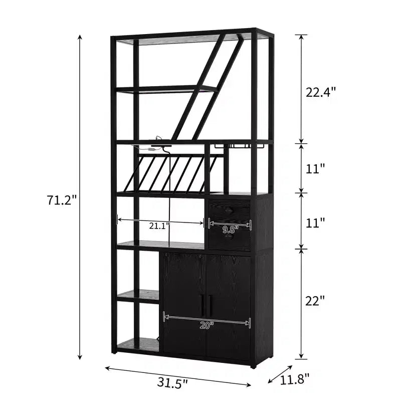 Étagère de boulanger, support de micro-ondes avec rangement, buffet de café de ferme avec casier à vin