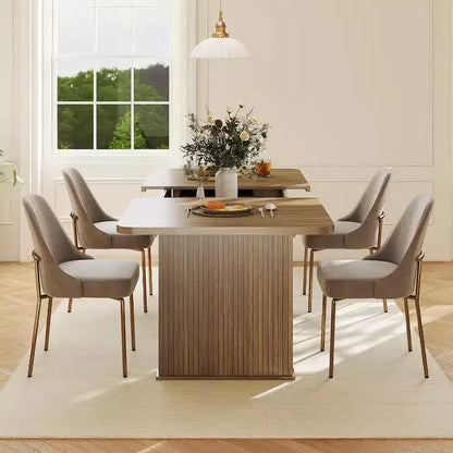 Table de salle à manger moderne Zevemomo pour 6 à 10 personnes, table de cuisine en bois avec double piédestal robuste, table à dîner en bois pour salle à manger