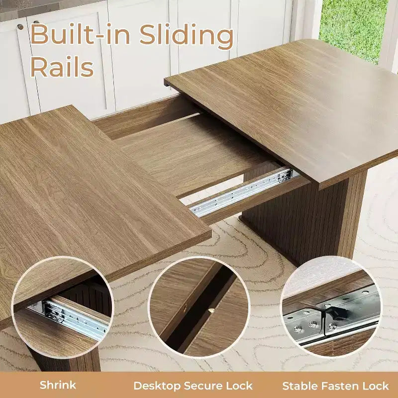 Table de salle à manger moderne Zevemomo pour 6 à 10 personnes, table de cuisine en bois avec double piédestal robuste, table à dîner en bois pour salle à manger
