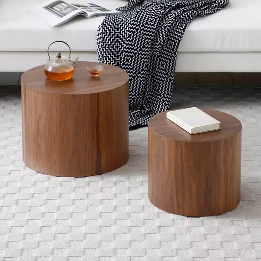 Ensemble de tables basses gigognes rondes modernes en bois Marcus GDFStudio