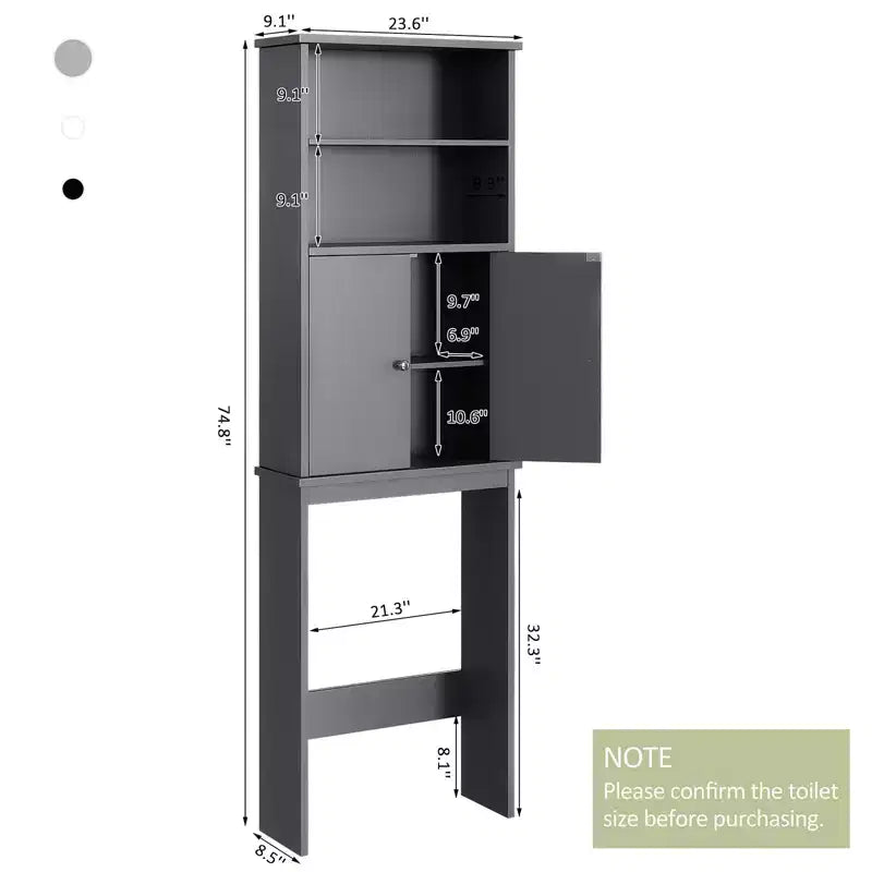 Celebalcony 74,8 pouces de haut Autonome Étagère de Rangement Au-dessus des Toilettes Étagères WC