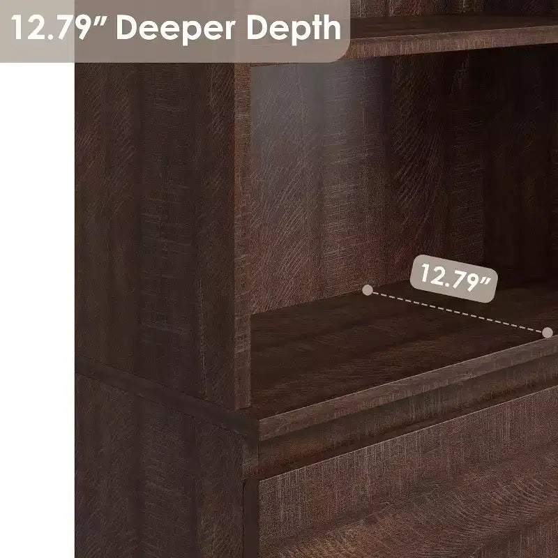 Bibliothèque de 70 pouces, meuble de rangement en bois avec trois tiroirs pour salon, bureau, cuisine, bureau à domicile