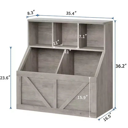 Étagère à livres pour enfants, boîte de rangement de jouets pour enfants, armoire de rangement de jouets avec étagère à livres, convient pour salle de jeux, chambre à coucher, chambre d'enfant, salle de classe