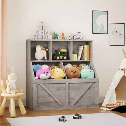 Étagère à livres pour enfants, boîte de rangement de jouets pour enfants, armoire de rangement de jouets avec étagère à livres, convient pour salle de jeux, chambre à coucher, chambre d'enfant, salle de classe
