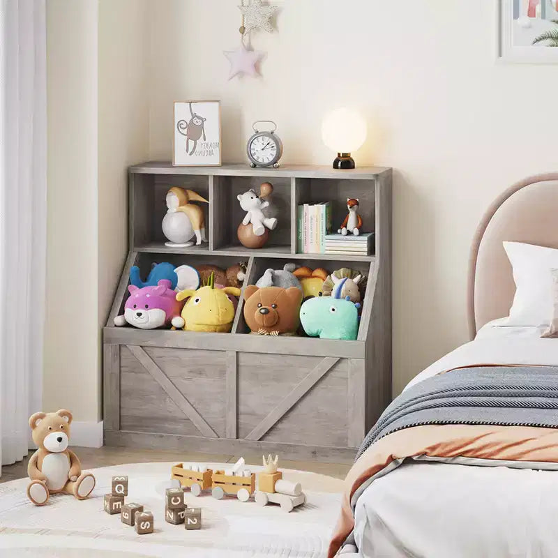 Étagère à livres pour enfants, boîte de rangement de jouets pour enfants, armoire de rangement de jouets avec étagère à livres, convient pour salle de jeux, chambre à coucher, chambre d'enfant, salle de classe