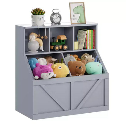 Étagère à livres pour enfants, boîte de rangement de jouets pour enfants, armoire de rangement de jouets avec étagère à livres, convient pour salle de jeux, chambre à coucher, chambre d'enfant, salle de classe