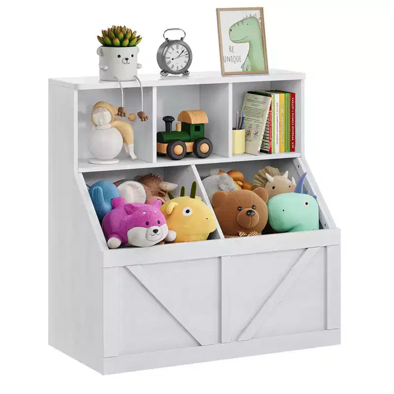 Étagère à livres pour enfants, boîte de rangement de jouets pour enfants, armoire de rangement de jouets avec étagère à livres, convient pour salle de jeux, chambre à coucher, chambre d'enfant, salle de classe