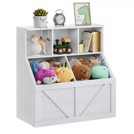 Étagère à livres pour enfants, boîte de rangement de jouets pour enfants, armoire de rangement de jouets avec étagère à livres, convient pour salle de jeux, chambre à coucher, chambre d'enfant, salle de classe