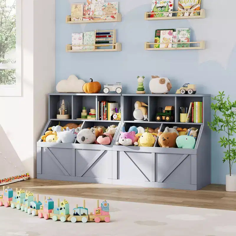 Étagère à livres pour enfants, boîte de rangement de jouets pour enfants, armoire de rangement de jouets avec étagère à livres, convient pour salle de jeux, chambre à coucher, chambre d'enfant, salle de classe