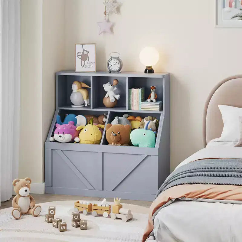 Étagère à livres pour enfants, boîte de rangement de jouets pour enfants, armoire de rangement de jouets avec étagère à livres, convient pour salle de jeux, chambre à coucher, chambre d'enfant, salle de classe