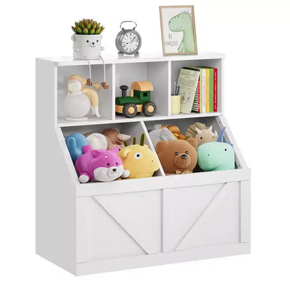 Étagère à livres pour enfants, boîte de rangement de jouets pour enfants, armoire de rangement de jouets avec étagère à livres, convient pour salle de jeux, chambre à coucher, chambre d'enfant, salle de classe