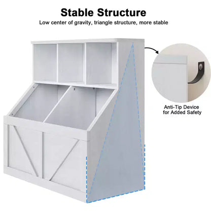 Étagère à livres pour enfants, boîte de rangement de jouets pour enfants, armoire de rangement de jouets avec étagère à livres, convient pour salle de jeux, chambre à coucher, chambre d'enfant, salle de classe