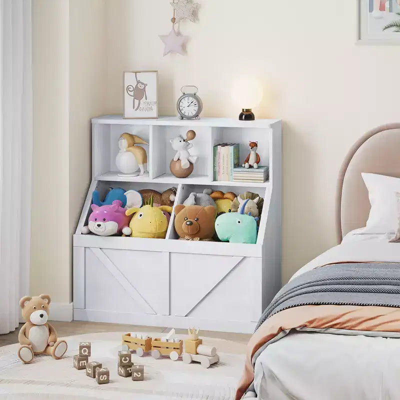 Étagère à livres pour enfants, boîte de rangement de jouets pour enfants, armoire de rangement de jouets avec étagère à livres, convient pour salle de jeux, chambre à coucher, chambre d'enfant, salle de classe