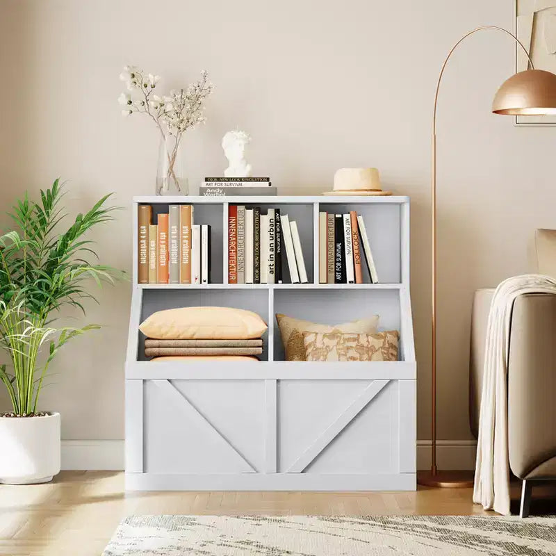 Étagère à livres pour enfants, boîte de rangement de jouets pour enfants, armoire de rangement de jouets avec étagère à livres, convient pour salle de jeux, chambre à coucher, chambre d'enfant, salle de classe