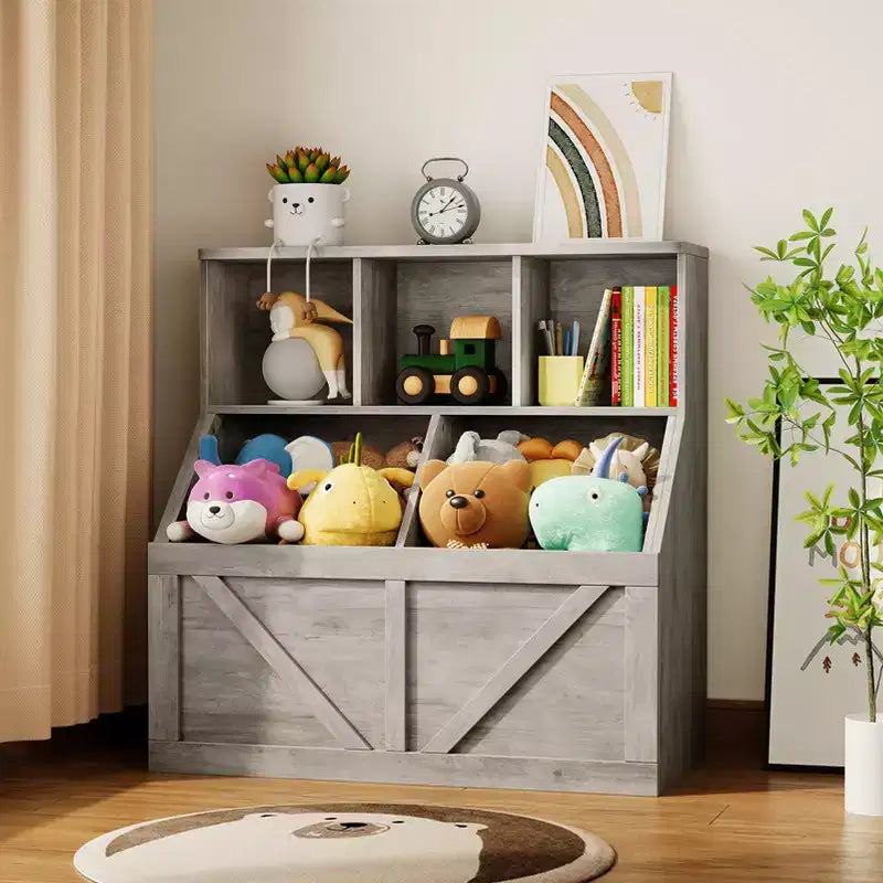 Étagère à livres pour enfants, boîte de rangement de jouets pour enfants, armoire de rangement de jouets avec étagère à livres, convient pour salle de jeux, chambre à coucher, chambre d'enfant, salle de classe