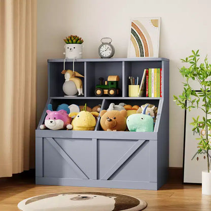 Étagère à livres pour enfants, boîte de rangement de jouets pour enfants, armoire de rangement de jouets avec étagère à livres, convient pour salle de jeux, chambre à coucher, chambre d'enfant, salle de classe