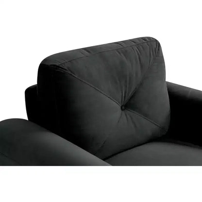 PexFix 35 L x 32.75 H Fauteuil simple rembourré en velours avec dossier capitonné, fauteuil moderne pour salon, chambre, bureau, noir