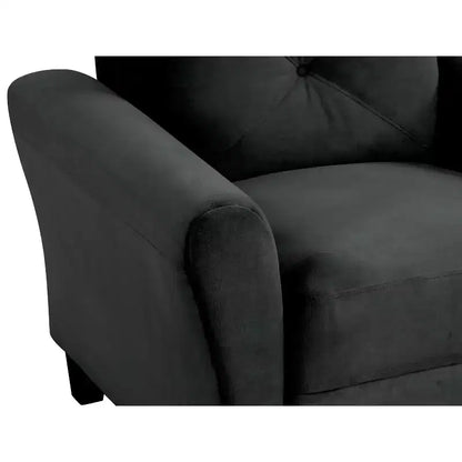 PexFix 35 L x 32.75 H Fauteuil simple rembourré en velours avec dossier capitonné, fauteuil moderne pour salon, chambre, bureau, noir