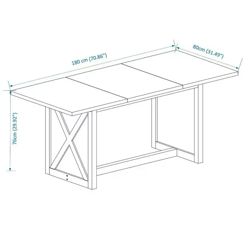 Okak 70.87IN Table de salle à manger de ferme pour 6-8 personnes, Table de cuisine rectangulaire avec pieds renforcés, Table de dîner pour salle à manger, Gris