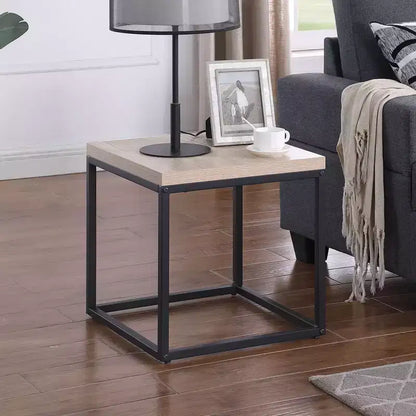 GDFStudio Clary Modern 17.7 Metal and Wood Square End Table