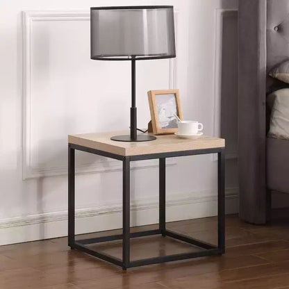 Table d'appoint carrée moderne GDFStudio Clary de 17,7 po en métal et bois