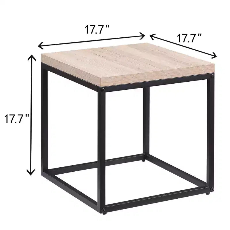Table d'appoint carrée moderne GDFStudio Clary de 17,7 po en métal et bois