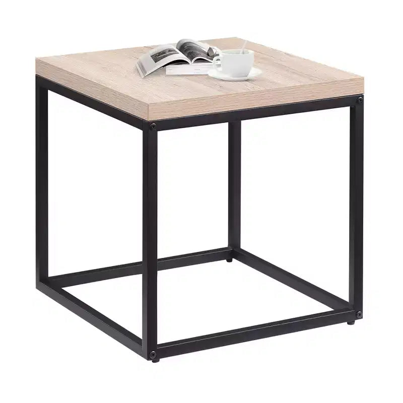 Table d'appoint carrée moderne GDFStudio Clary de 17,7 po en métal et bois