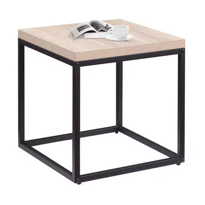 Table d'appoint carrée moderne GDFStudio Clary de 17,7 po en métal et bois