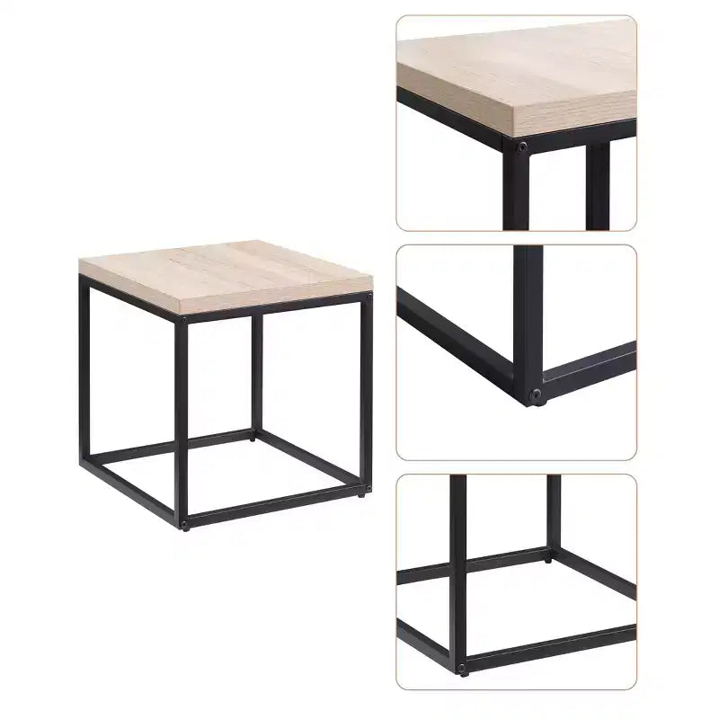 Table d'appoint carrée moderne GDFStudio Clary de 17,7 po en métal et bois