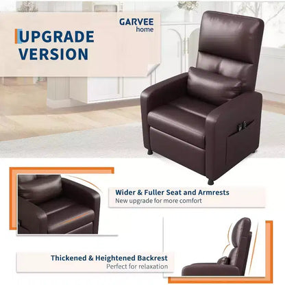 Fauteuil inclinable électrique ergonomique - Fonctions massage et chauffage, inclinable électrique réglable, canapé simple en cuir PU rembourré (Utilisation en salon)