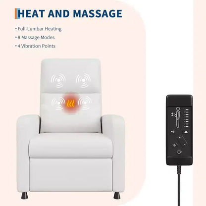 Fauteuil inclinable électrique ergonomique - Fonctions massage et chauffage, inclinable électrique réglable, canapé simple en cuir PU rembourré (Utilisation en salon)