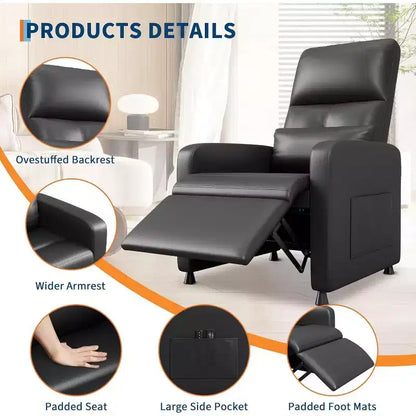 Fauteuil inclinable électrique ergonomique - Fonctions massage et chauffage, inclinable électrique réglable, canapé simple en cuir PU rembourré (Utilisation en salon)