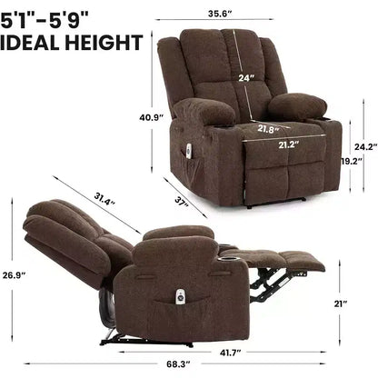Fauteuil inclinable manuel avec massage et chauffage - Capacité de 175 kg, fauteuil d'appoint pour salon, chambre à coucher, inclinaison de 155°, porte-gobelets, livraison en une seule boîte