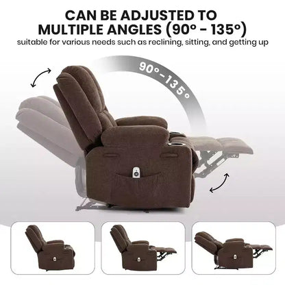 Fauteuil inclinable manuel avec massage et chauffage - Capacité de 175 kg, fauteuil d'appoint pour salon, chambre à coucher, inclinaison de 155°, porte-gobelets, livraison en une seule boîte