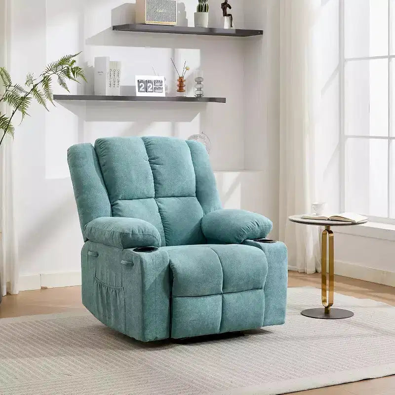 Fauteuil inclinable manuel avec massage et chauffage - Capacité de 175 kg, fauteuil d'appoint pour salon, chambre à coucher, inclinaison de 155°, porte-gobelets, livraison en une seule boîte
