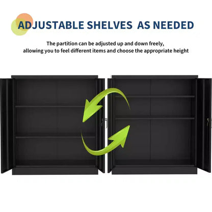 Armoire de rangement métallique avec serrure, armoire à outils robuste en acier de 90 cm avec étagères réglables