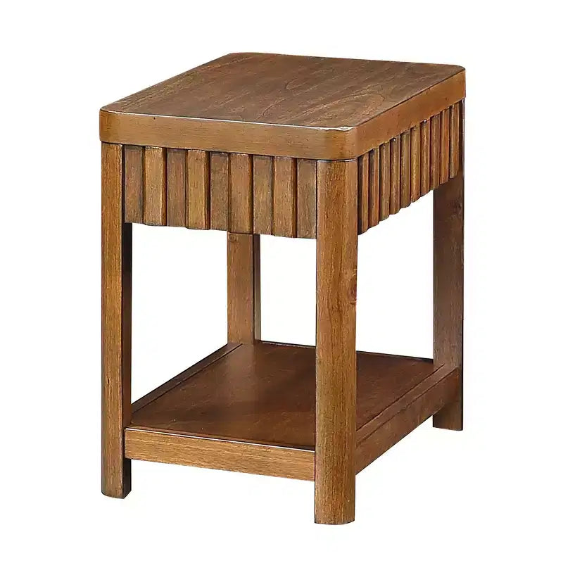 Table d'appoint rectangulaire de style rustique Zeus et Ruta de 63,5 cm avec étagère de rangement et pieds en bois massif pour le salon, la chambre ou le bureau, noyer