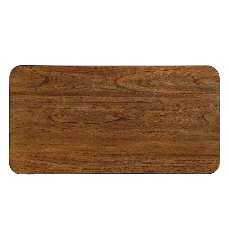 Table d'appoint rectangulaire de style rustique Zeus et Ruta de 63,5 cm avec étagère de rangement et pieds en bois massif pour le salon, la chambre ou le bureau, noyer