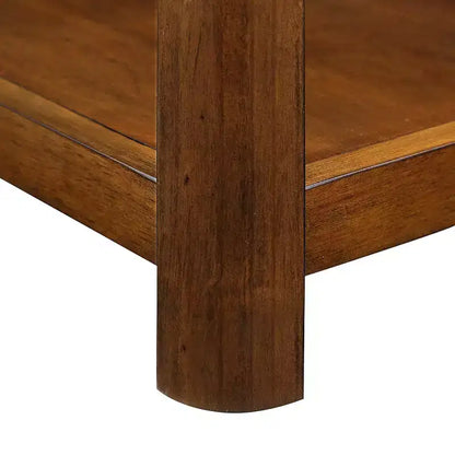 Table d'appoint rectangulaire de style rustique Zeus et Ruta de 63,5 cm avec étagère de rangement et pieds en bois massif pour le salon, la chambre ou le bureau, noyer