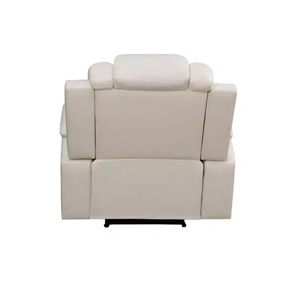 Fauteuil inclinable électrique MAYEERTY, fauteuil relax en cuir avec port USB, rangement et porte-gobelet pour salon, blanc
