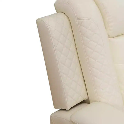 Fauteuil inclinable électrique MAYEERTY, fauteuil relax en cuir avec port USB, rangement et porte-gobelet pour salon, blanc