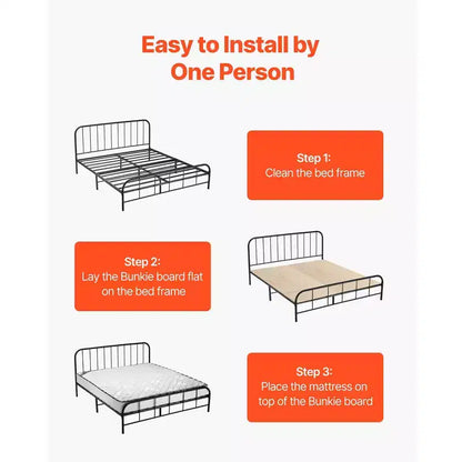 VEVOR Planche de lit jumeau, lattes pliables de 1 cm avec connexion, support de matelas en bois pour lit jumeau, 8 pièces, bois clair