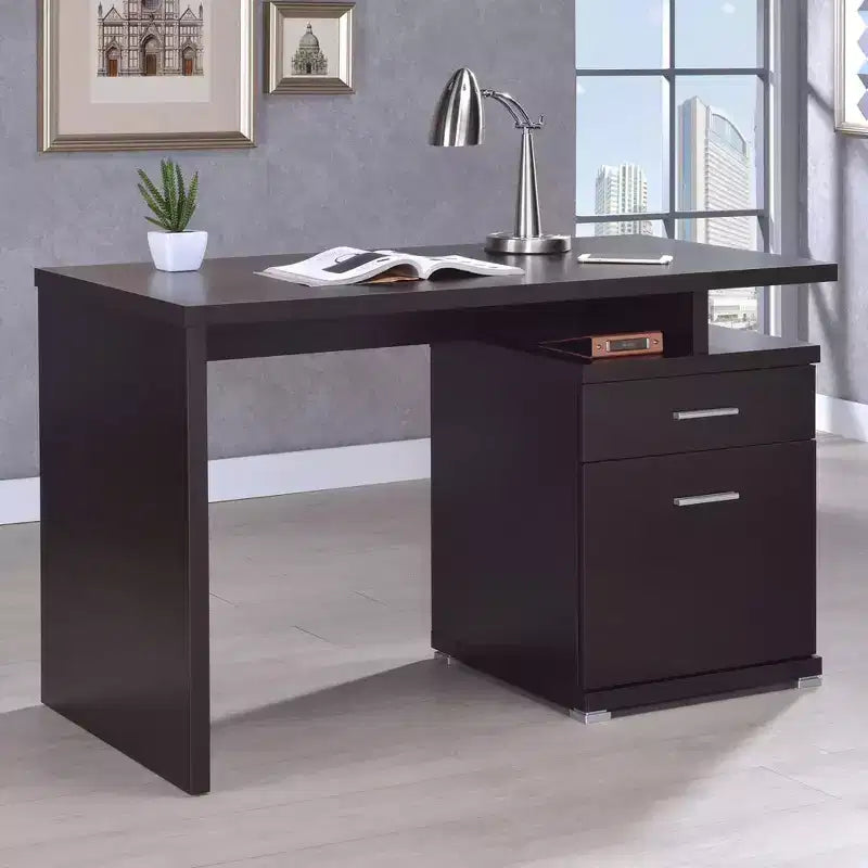 Okak Bureaux de direction 47,25 po, bureau assis-debout avec 2 tiroirs et poignée en métal, bureau d'ordinateur pour salle de lecture, bureau d'étude