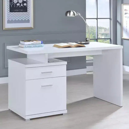 Okak Bureaux de direction 47,25 po, bureau assis-debout avec 2 tiroirs et poignée en métal, bureau d'ordinateur pour salle de lecture, bureau d'étude