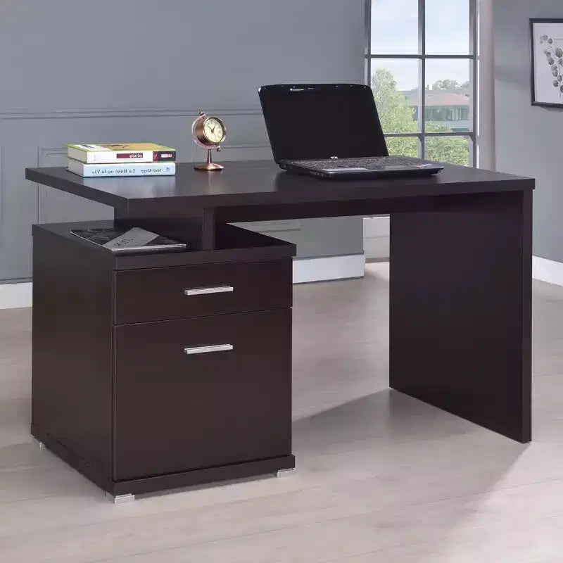 Okak 47.25IN Executive Home Office Desks, Standing Desk with 2 Drawers and Metal Handle, Computer Desk for Reading Room, Study