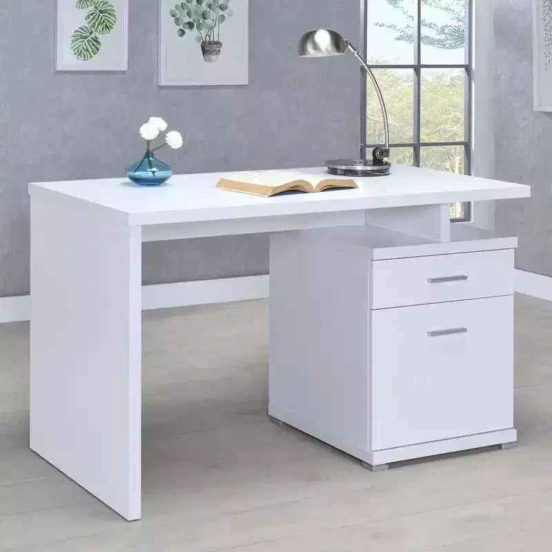 Okak Bureaux de direction 47,25 po, bureau assis-debout avec 2 tiroirs et poignée en métal, bureau d'ordinateur pour salle de lecture, bureau d'étude