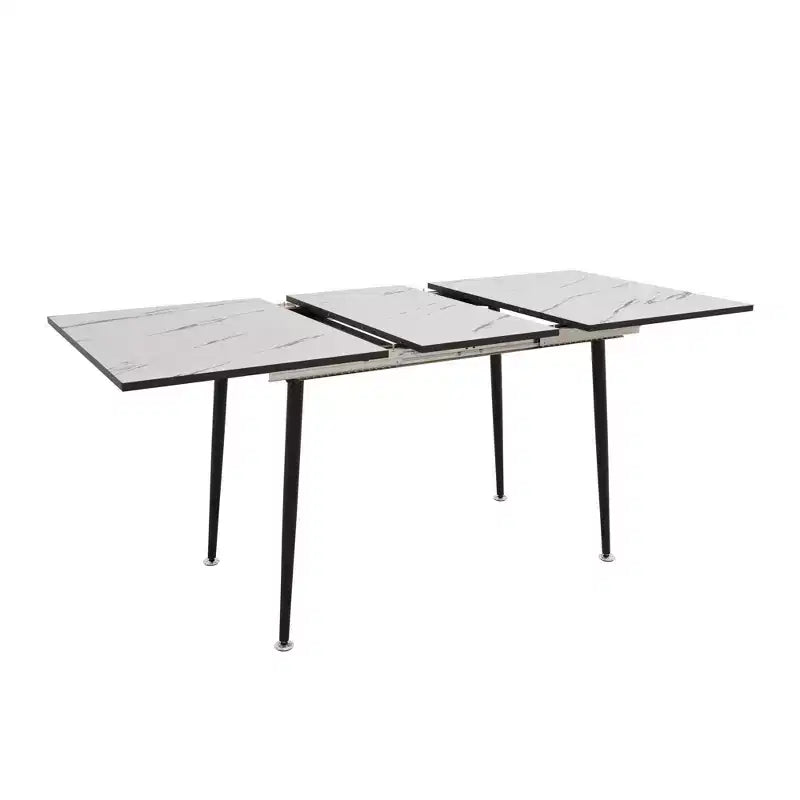Okak Table de cuisine carrée extensible de 160 cm pour 6 personnes, Table de salle à manger à motif marbre, Table pliante pour salle à manger, salon, Blanc