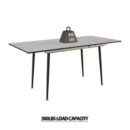 Okak Table de cuisine carrée extensible de 160 cm pour 6 personnes, Table de salle à manger à motif marbre, Table pliante pour salle à manger, salon, Blanc